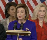 Nancy Pelosi announces two articles of impeachment. PHOTO: Screenshot of video